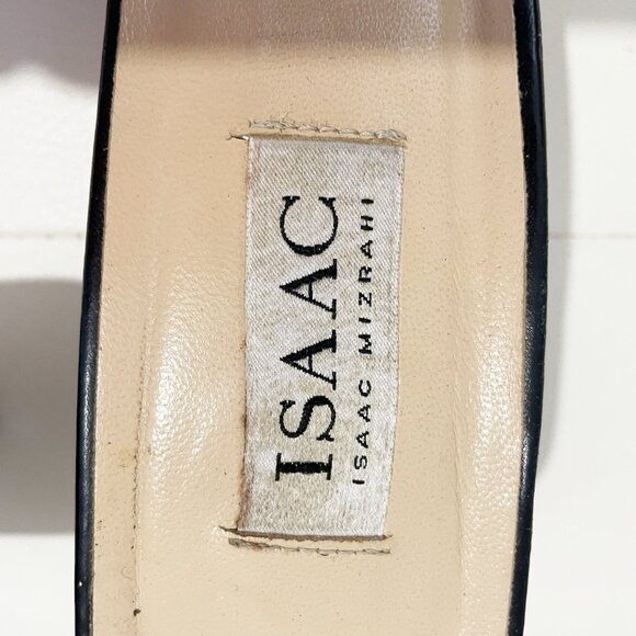 Vintage Isaac Mizrahi Black Open-Toe Mules Heels with Glitter Detail | Size 10B - Picture 7 of 14